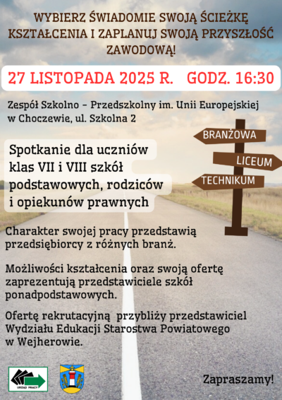 „Twoja ścieżka edukacyjna – wybierz świadomie!” – zaproszenie dla uczniów klas VII–VIII oraz ich rodziców i opiekunów